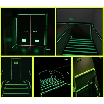 1,5 cm*5m Svetlobna Fluorescentna Noč samolepilne Žareti V Temno Nalepka Trak Varnost Varnost Doma Dekoracijo Opozorilni Trak