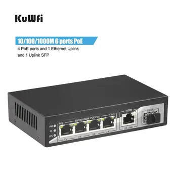 1000Mbps POE Omrežna Stikala 6Ports Gigabitno Stikalo Ethernet 4*10/100/1000Mbps POE Port 10Gbps Preklapljanje Zmogljivosti Plug Igra