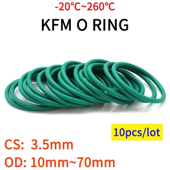 10pcs CS3.5 mm OD 10~70 mm Zelena FKM Fluor Kavčuk O Ring Tesnilo za Tesnjenje, Izolacija Olje Visoke Temperature, Odpornost Zelena