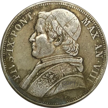 1853 Italijanske 1 Scudo Cupronickel (Pozlačeno Srebro Kopija Kovanca