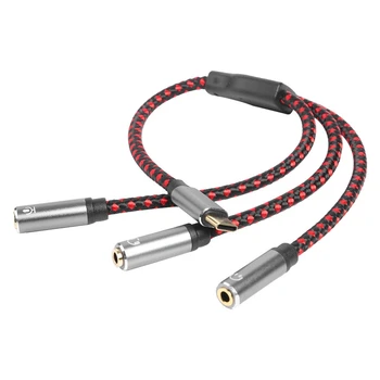 3,5 mm Ženski Splitter AUX Kabel Mikrofon Slušalke Jack Adapter 3 v 1 Tip-C Avdio Kabel USB 3.1 Moški 3