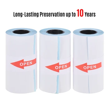 3 Zvitkih 57x30mm Thermal Paper Roll Prejemu Papir, Samolepilne BPA-Free Dolgotrajno 10 Let za Žep Toplotne Foto Tiskalnik