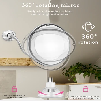 360 Stopinj Rotacija, 10X Povečevalno Ogledalo Ličila Prilagodljiv Zložljiva Nečimrnosti Ogledalo z LED Svetlobo Ličila Orodja Kopalnica Ogledalo