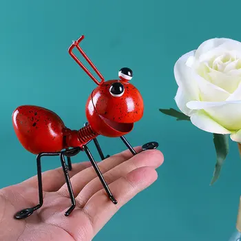 4pcs Kovinski Ant Figur Wall Decor Art Viseči Okras Luštna 3D Stenske Ograjo Travnik Insektov Dekorativni Ant Kiparstvo