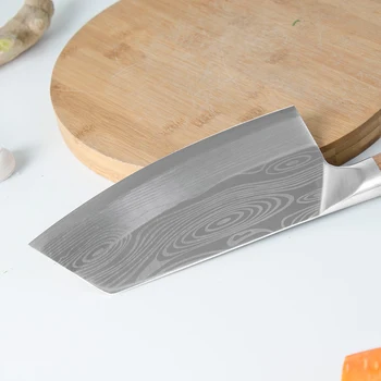 8 Inch Kuhinje Kuhar Nož Iz Nerjavečega Jekla Cleaver Nož Za Rezanje Laser Damask Vzorec Mesar Noži Kuhanje Orodje, Leseni Ročaj