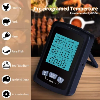 AIRMSEN Hrane Kuhinjski Termometer Termometer Digitalni Termometer za Meso za peko na žaru Termometer Dvojno Sonda Nepremočljiva Design Kuhanje Orodja