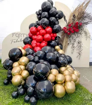 Baby Tuš Baloni Garland Arch Helij Latex Black RedGlobal Kovinsko Zlata Poroka DIY Stranka Dekoracijo Rojstni Supplie