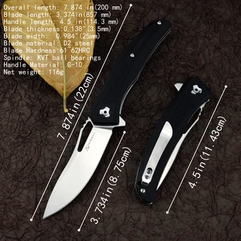 BENEDIKT&XUAN Žep folding nož D2 Rezilo Os Sistema G10 Ročaj flipper nož za Kampiranje na Prostem noži samoobrambe lov EOS orodje