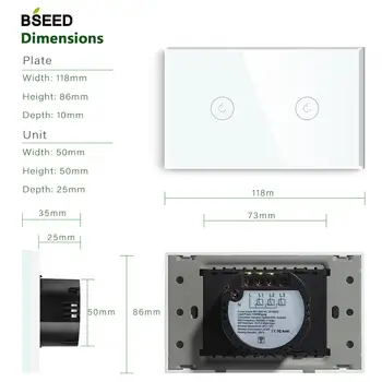 BSEED NAS Standard Dotik Vklop Wifi Nadzor 2 Banda Smart Stikalo za Stekla Svetlobo Bele Črno Zlato