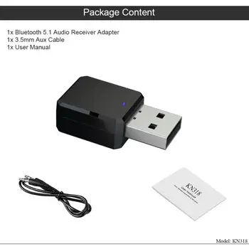 BT 5.1 3.5 mm audio kabel Adapter Bluetooth-združljiv Zvočni Sprejemnik Dvojni Izhod AUX, USB, Stereo Avto prostoročno Klicanje do 10m