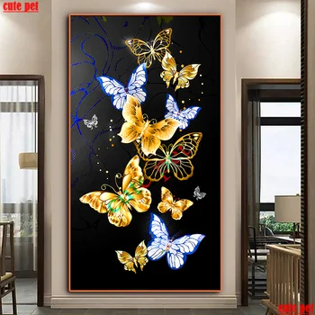 DIY Diamond Barvanje Kovinskih metulj Celoten Kvadratni Krog Vaja Nosorogovo 5D Navzkrižno Šiv Vezenje Mozaik Kompleti Doma dekor velike
