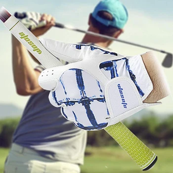 Golf Rokavice za Moške Levo Roko White & Blue Mehko Usnje Dihanje Profesionalni Golf Strani Obrabe