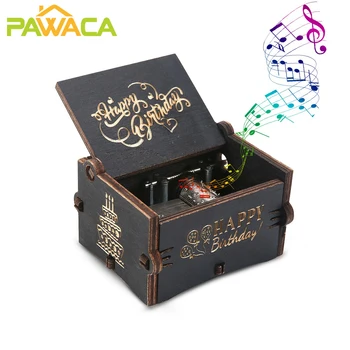 Happy Birthday Temo Klasične Glasbe Polje Črna Lesena Plovila Strani Ročice Music Box Darilo za Rojstni dan za Otroke
