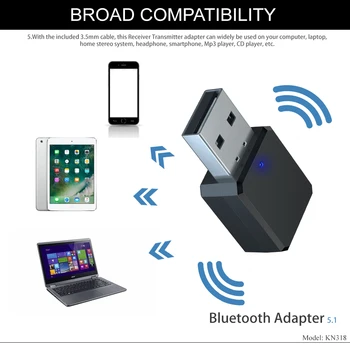 Mini USB Brezžično tehnologijo Bluetooth, združljiva 5.1 Audio Sprejemnik Tok Glasbe Zvočniki za prostoročno Klicanje 3.5 mm AUX Avtomobilski Stereo sistem