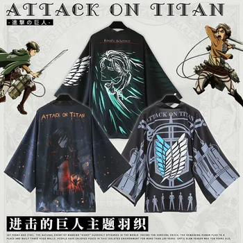 Napad na Titan Temo Mikasa Levi Ackerman Yukata Kimono Plašč Sleepwear Anime Unisex Haori Jopico Plašč kopalni plašč Vrhovi Cosplay