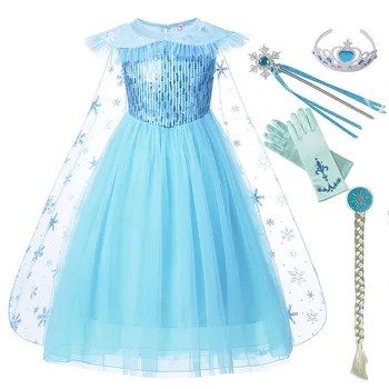 Obleko Elsa Obleke za Dekleta Princesa Stranka Elsa Kostum Snow Queen Halloween Cosplay Elza Vestidos Božič Dekleta Oblači