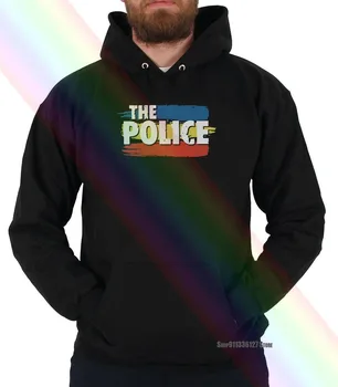 Policija Tri Stripes Logotip Hoodie Sweatshirts Licenco Rock N Roll Music Band Hoodie Sweatshirts Črna