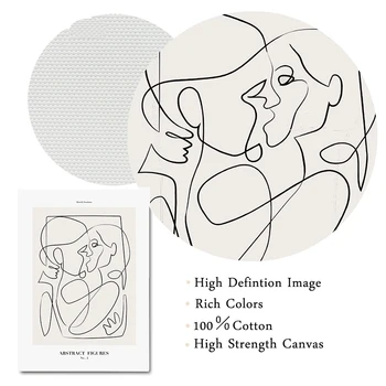 Poljubljanje Elegantno Linijo Risanje Plakatov in Prins Abstraktno Umetniško Žensko Telo Gola Platno Slikarstvo Modni Ženski Dom Dekor