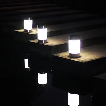 Solarna LED svetilka iz Nerjavečega Jekla Valjaste Krajine Lučka Travnik Steber Vrt Dekoracijo Svetlobo na Prostem Terenu Lučka Za Teraso