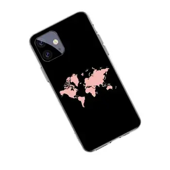 Svetovni Zemljevid Potovanja Dekle Primeru za Apple iPhone 12 11 X XR XS Max 7 8 6 6S Plus 5 5S SE 2020 Silikonski Pokrovček Telefona