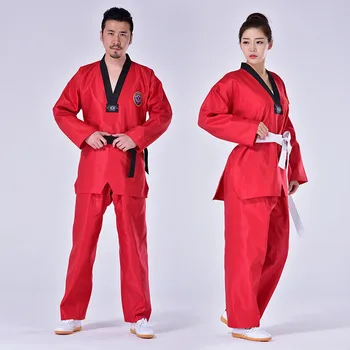 Taekwondo Uniforme, Ženske Rdeča Dobok Visoke Kakovosti Taekwondo Usposabljanje Zaščitnik Karate Strokovno in Udobna Oblačila T04