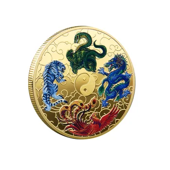 Trači Taoist Duhovnik Izziv, Trgovina S Spominki, Darila Starodavne Kitajske Štiri Mitološki Zveri Kulturni Zaklad Priložnostnih Kovancev