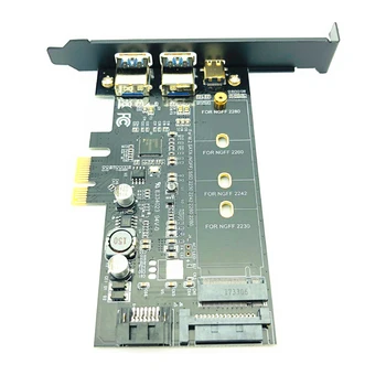 USB 3.0 PCI Express Kartico Riser Dual Port USB3.0 + 1 Port USB 3.1 Tip-C + M. 2 NGFF Adapter M2 SATA SSD B Ključno, da PCI-E Krmilnik