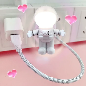 Ustvarjalne Astronavt Astronavt LED Prilagodljiva USB Namizno Svetilko Novo Modno Novost Romantično Noč Svetlobe za Otroke, Igrače, Laptop, PC, Prenosni