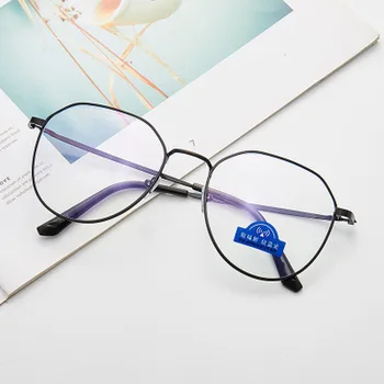 Vintage Eye Glasses Anti Modra svetloba Očala Pregleden Poligon Kovinski Okvirji Optični Sepectacles Retro Ženske, Moške Zabava Očala