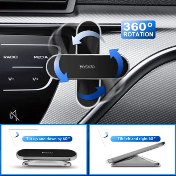 Yesido Magnetna Avto Nosilec za Telefon, Vrtljiv 360°Mini Strip Obliko Stojalo Za iPhone, Samsung Xiaomi Steno Metal Magnet GPS Avto Nosilec