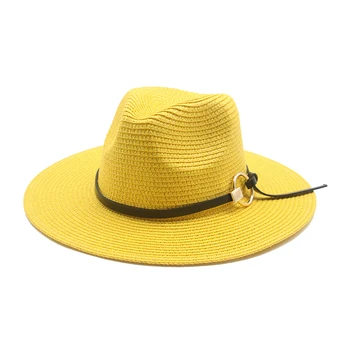 ženske kape poletje pomlad slame široko roba pasu pasu sonce klobuki na prostem plaži potovanja priložnostne nedelja zaščitna belo črno sonce klobuki nova