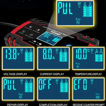 12V Avto Polnilec 6A Akumulator, Starter Digitalni LCD Zaslon Smart Auto Power Impulz Orodje za Popravilo Avtomobilski Polnilnik Baterije