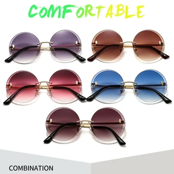 2021 Moda za Moške Okrogla sončna Očala Ženske Letnik blagovne Znamke Oblikovalec Rimless sončna Očala Gradient Očala Odtenki Ženski Moški UV400