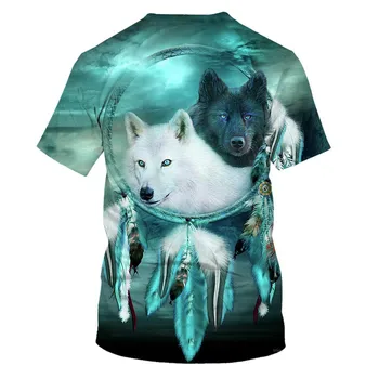 2021 poletje 3D printed majica s kratkimi rokavi moški ženske mehka majica priložnostne svoboden T-shirt mesto za šport za moške volk