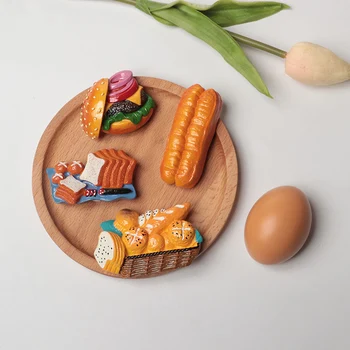 3d hladilnik magnet hladilnik prilepite hrane Štruce kruha, jajce, košarice za Kruh toast hamburger hladilnik dekoracijo zbirka darilo