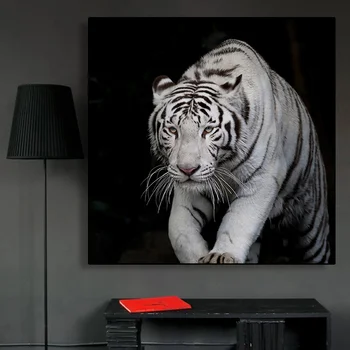 Afriške White Tiger Platno Barvanje Črne in Bele Živali, Plakatov in Fotografij Stenskih slikah, Dnevna Soba Dekoracijo brez okvirjev