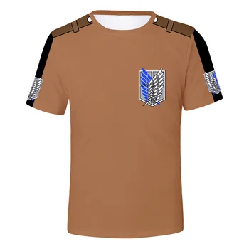Anime Napad na Titan T-shirt Majica 3D Tiskanih Poliester Ackerman Kostum Quick Dry Kratek Rokav Tees Vrhovi Moda Tshirt Moški