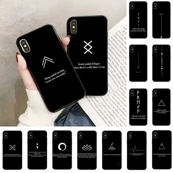 Black tattoo vzorec tiskanja besedila Telefon Primeru Za iPhone 11 8 7 6 6S Plus 7 plus 8 plus X XS MAX 5 5S XR 12 11 Pro max se 2020 Primeru
