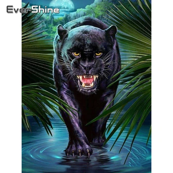 Evershine Diamond Slikarstvo Živali Leopard Celoten Kvadratni Diamond Vezenje Celoten Sklop Mozaik Diamond Navzkrižno Šiv Vgradnjo V Stenske Nalepke