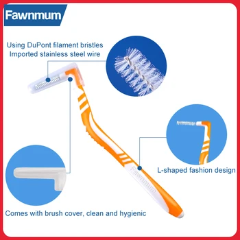 Fawnmum za 0,6-1,0 mm Interdental Krtačo L-oblike zdravstvene Nege zobna ščetka Zobotrebci Čiščenje Zob Ščetke Oklepaji Ortodontskega Zobni orodje