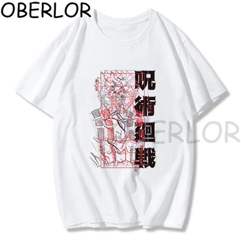 Japonski Natisnjeni Kawaii Lil Gojo Moški/Ženske Tshirt Anime Jujutsu Kaisen Majica Prevelikih Oblačilih, O-Vratu Bombaž Vrhovi Tees za Moški