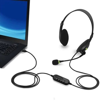 Klicni Center Računalnik Slušalke Žične w/ Mikrofon USB Slušalke-line Nadzora za Zunanjo Prijetno Slušalke Ornament
