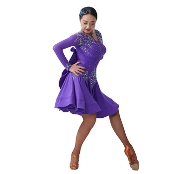 L-2055 High-end latinsko Sodobni Ples Konkurence Okrasnih Obleko Visoke Kakovosti Dvorana Obleke latinski Ples Za Prodajo