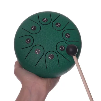 Mini 8 Ton 6palcev Jekla Strani Pan Jezika Boben G Ključ Tolkala Instrument in Torba za Čiščenje Krpo Zeleni