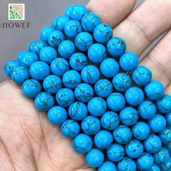 Naravni Kamen Kroglice Modre Turquoises Svoboden Biseri 4 6 8 10 12 14 MM 15