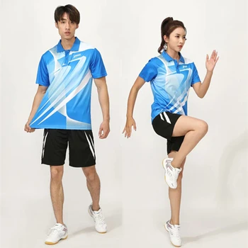 Otroci Odraslih Tenis Majica, Kratke Hlače Ženske Moški Badminton Nositi Otrok, Namizni Tenis Oblačila Turndown Ovratnik Usposabljanje Obleko, Ki Teče Set