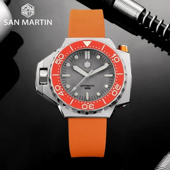 San Martin Luksuzni Potapljač Watch Dvosmerno Vrtenje Safir PT5000 Mens Samodejno Ure Svetlobna nepremočljiva mehanska ura