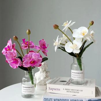 Umetno Cvetje, Visoke kakovosti, Eno 28 cm 6 listov Metulj Orhideja, Doma Dekoracijo, Lončnice Okraski, Hotel Okno Izdelkov,