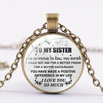 Vzpodbudne Besede, Da Moja Sestra je Ogrlica, ki sem Ljubezen, ki Vas je Tako Veliko Ustvarjalnih Preprosto Pismo Natisnjeno Obeski za Ženske Prijateljstva
