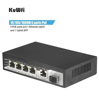 1000Mbps POE Omrežna Stikala 6Ports Gigabitno Stikalo Ethernet 4*10/100/1000Mbps POE Port 10Gbps Preklapljanje Zmogljivosti Plug Igra